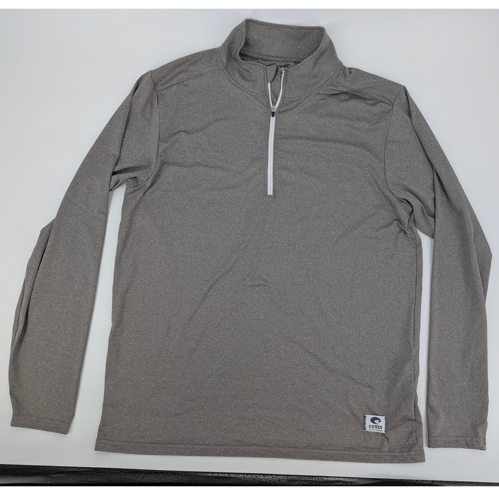 Costa Del Mar Mens Quarter Zip Performance Pullover Shirt Heather Gray Large